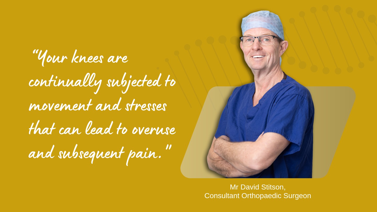 “Your knees are continually subjected to movement and stresses that can lead to overuse and subsequent pain."